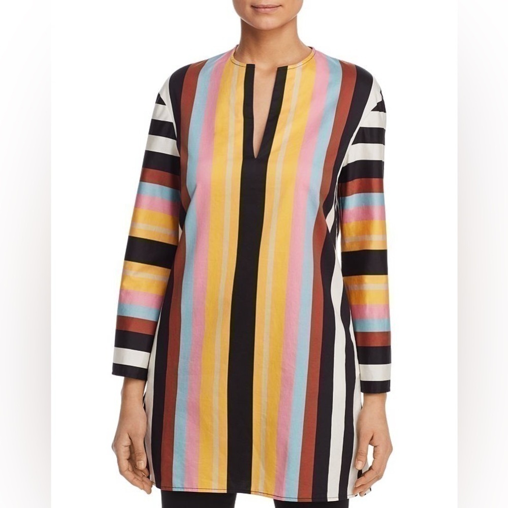 Tory Burch Striped V Neck Beach Tunic - Picture 4 of 7